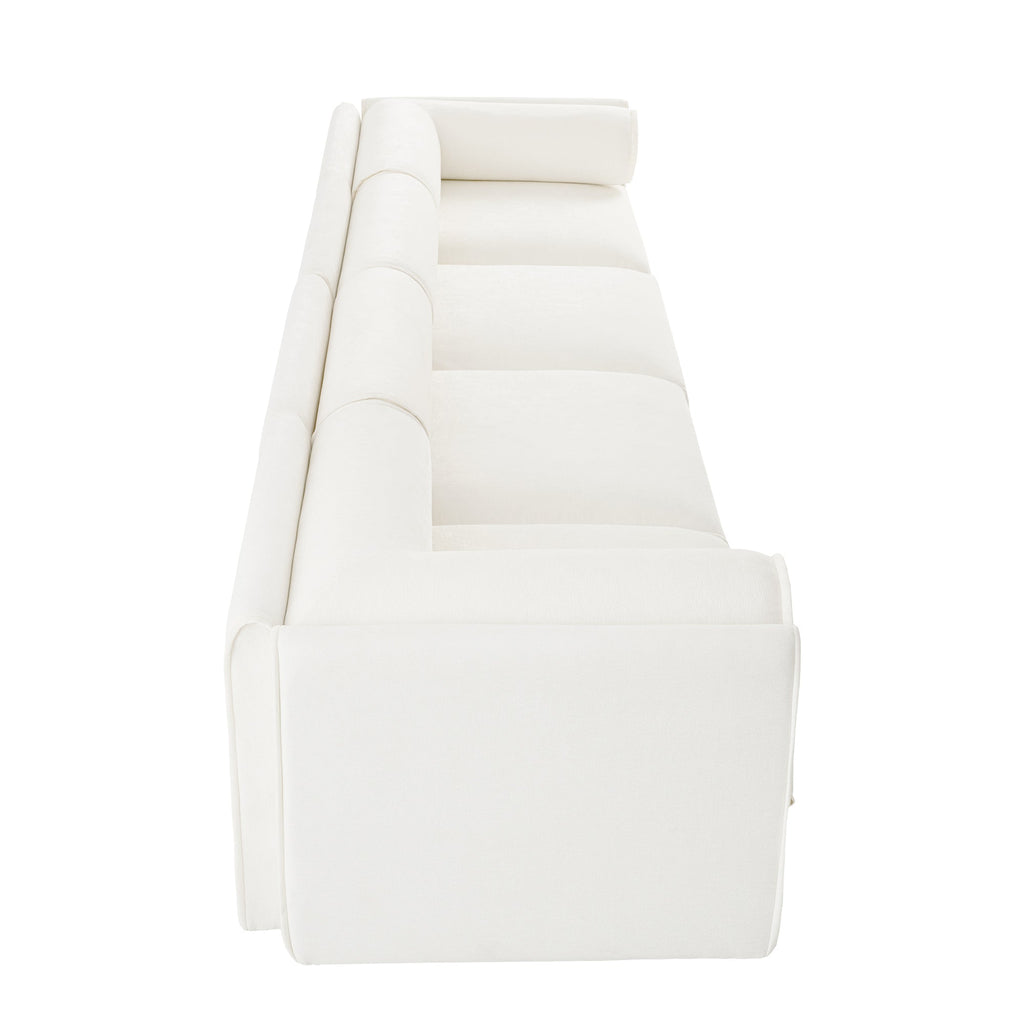 Modular Sectional Sofa with Storage, Cylindrical Backrest and Armrests Deep Comfortable Seating,Durable and Supportive for Living Room,4 Seat L- Shaped Sofa, White