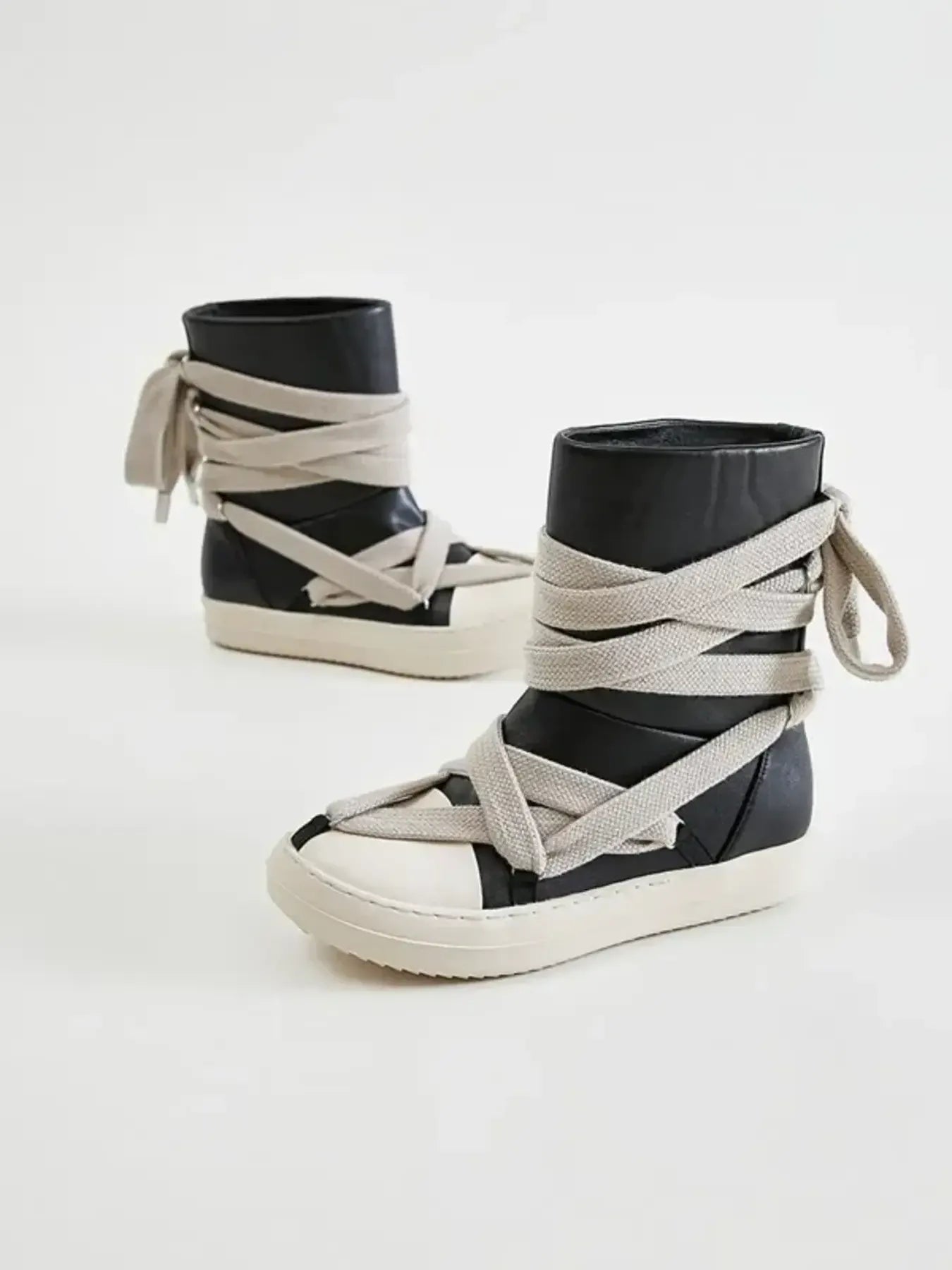 Lace-Up Round Neck Sneaker Boots