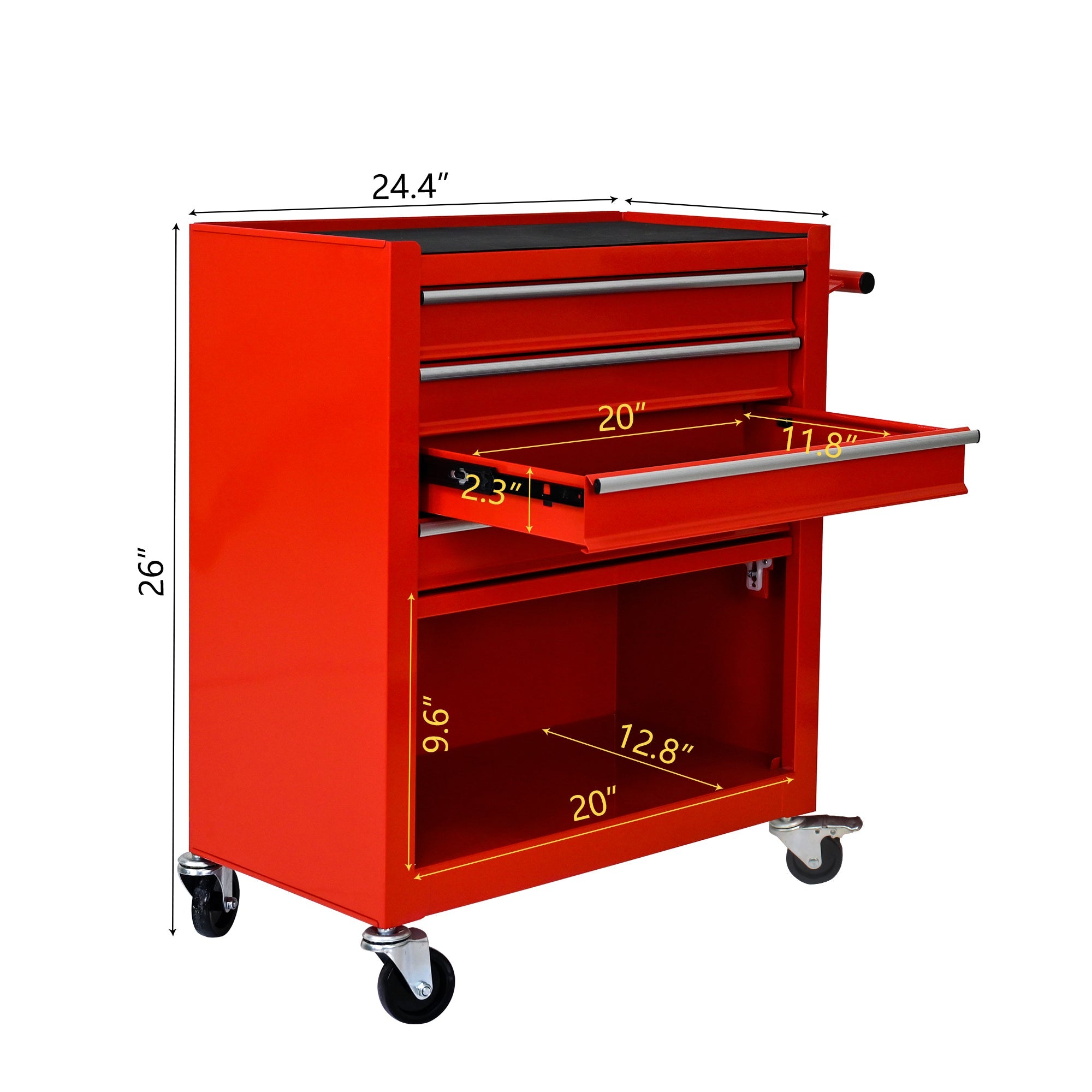 4 DRAWERS MULTIFUNCTIONAL RED TOOL CART WITH WHEELS