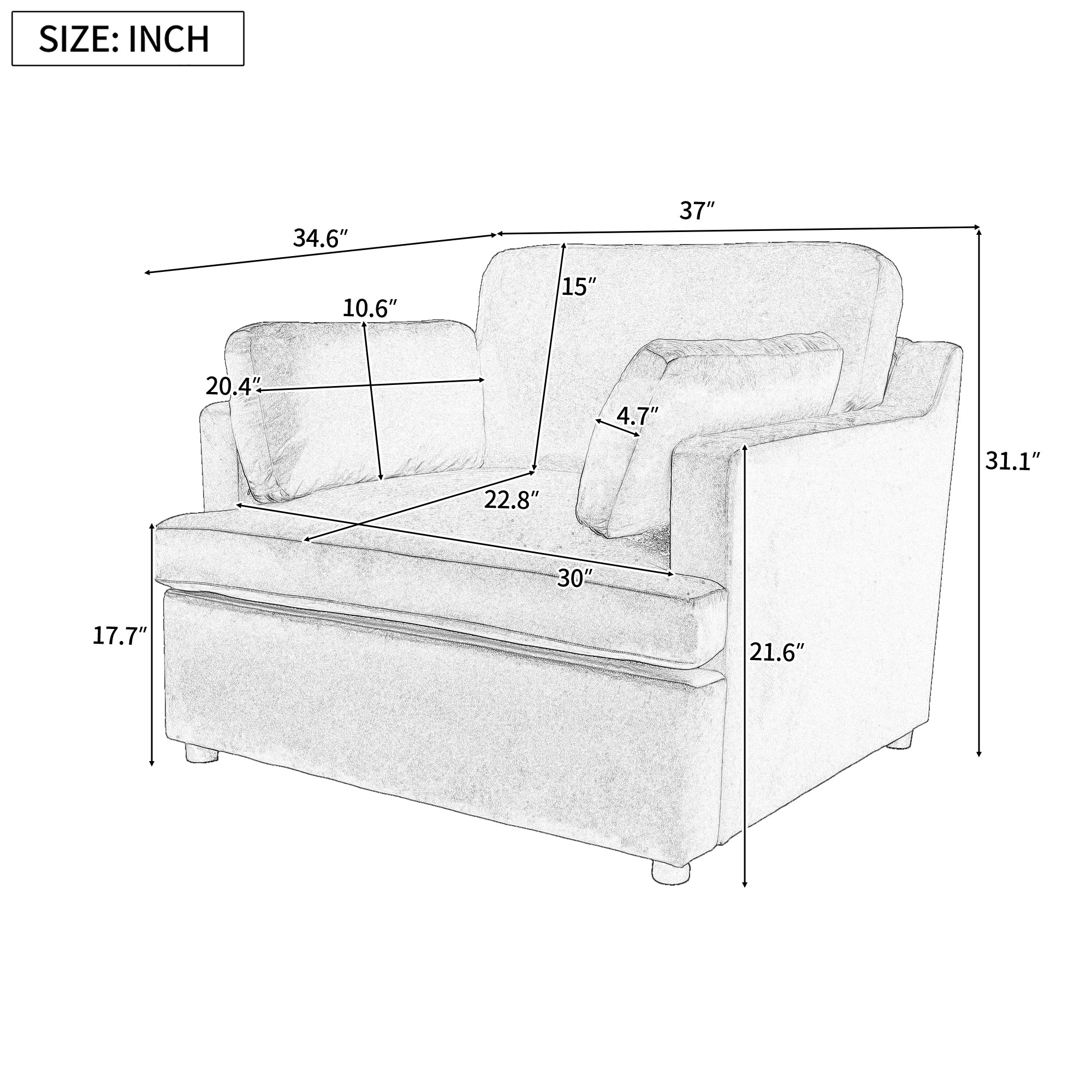 Mirod Oversized Accent Chair - Comfortable Armrest Cushions, Versatile Neutral Style, Elegant Design, Durable Frame