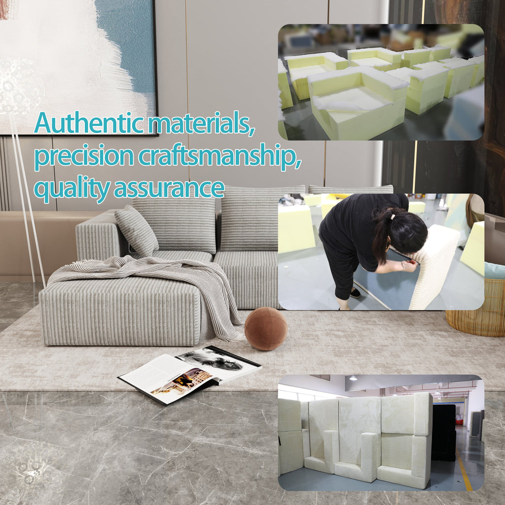 Corner combination sofa, sectional sofa ,couch sofa,sofa bed, made of high-density sponge and soft plush fabric, with multiple combinations available(gray)