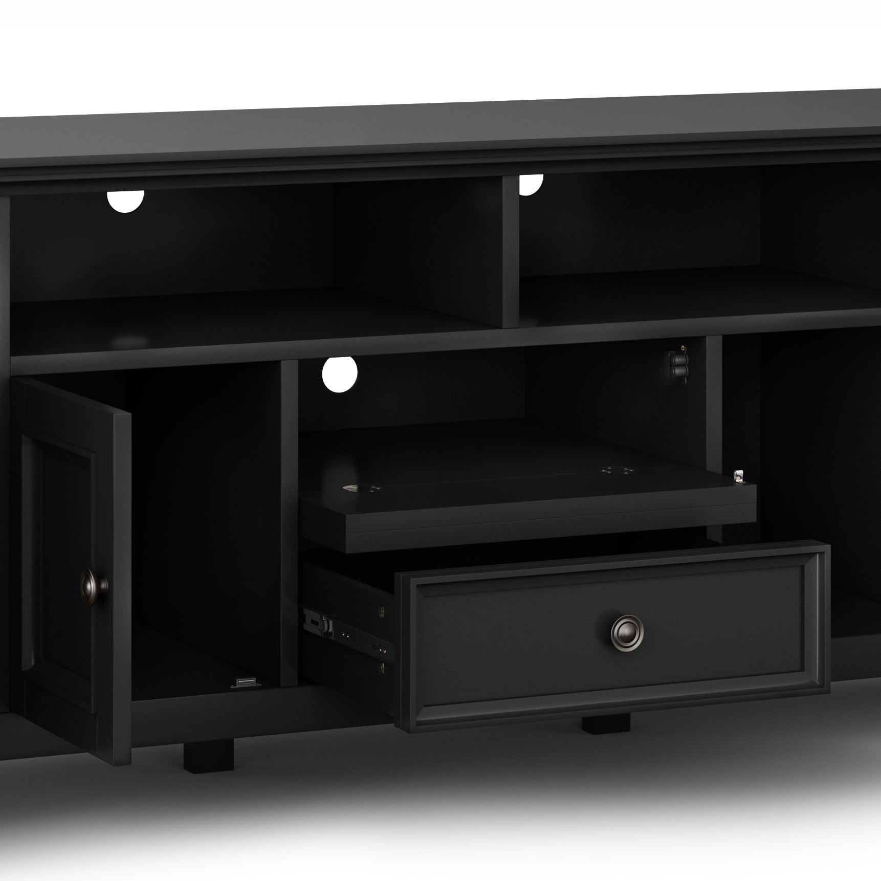 Amherst 72 inch Solid Wood TV Media Stand in Black