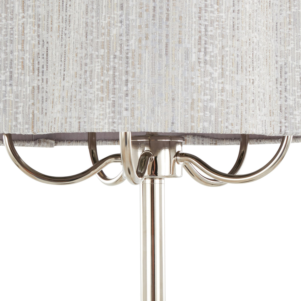 Lily 30' Contemporary Metal Table Lamp in Polished Nickel with Grey Linen Hardback Shade from Grandview Gallery by LumiSource