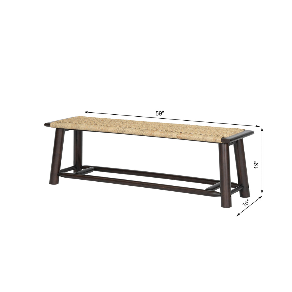 Modern Farmhouse Extendable Dining Table Set with Solid Wood Rattan Chairs – Expandable 59' to 73' for 4-8 Guests in Walnut & Champagne