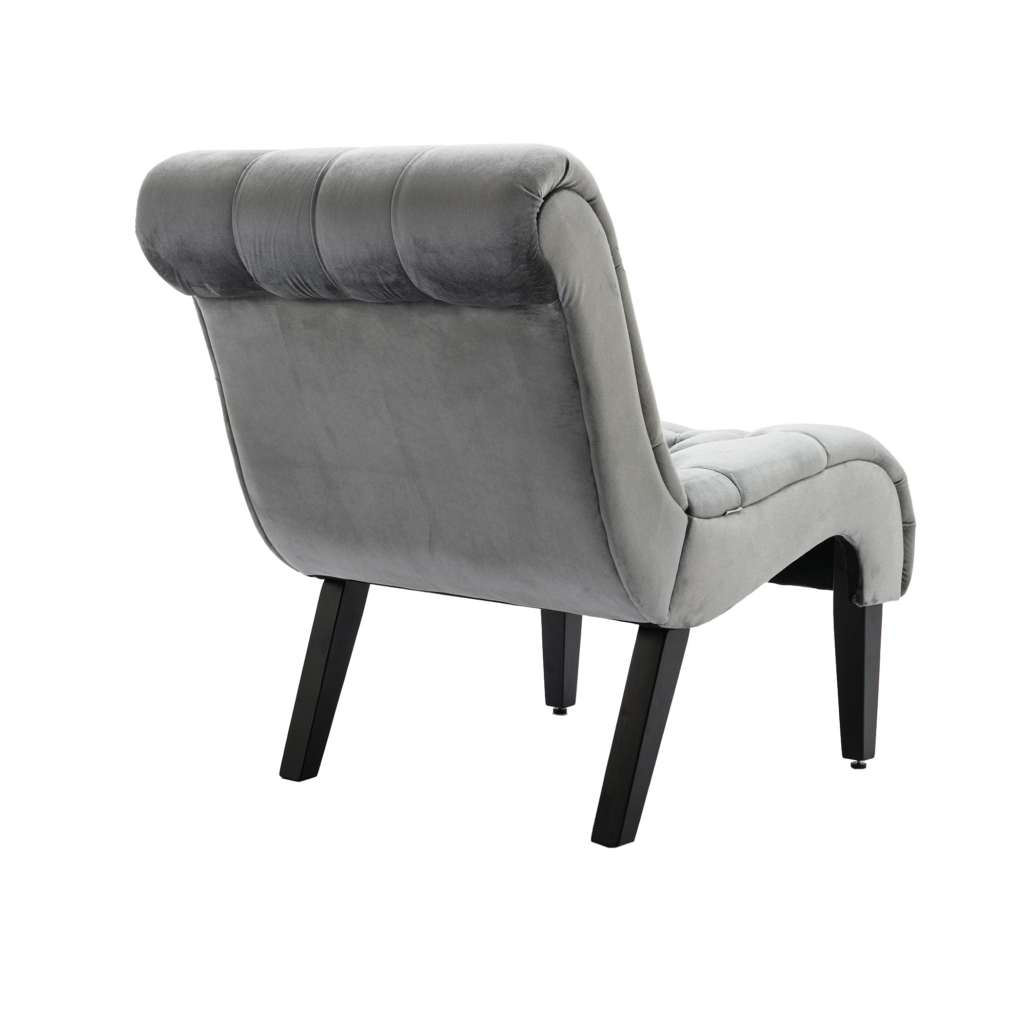 COOLMORE Modern Velvet Armless Accent Living Room Chair / Leisure Chair,Upholstered Fabric Button Comfortable Chair with Wooden Legs for Bedroom, Living Room, Office (Silver Velvet)