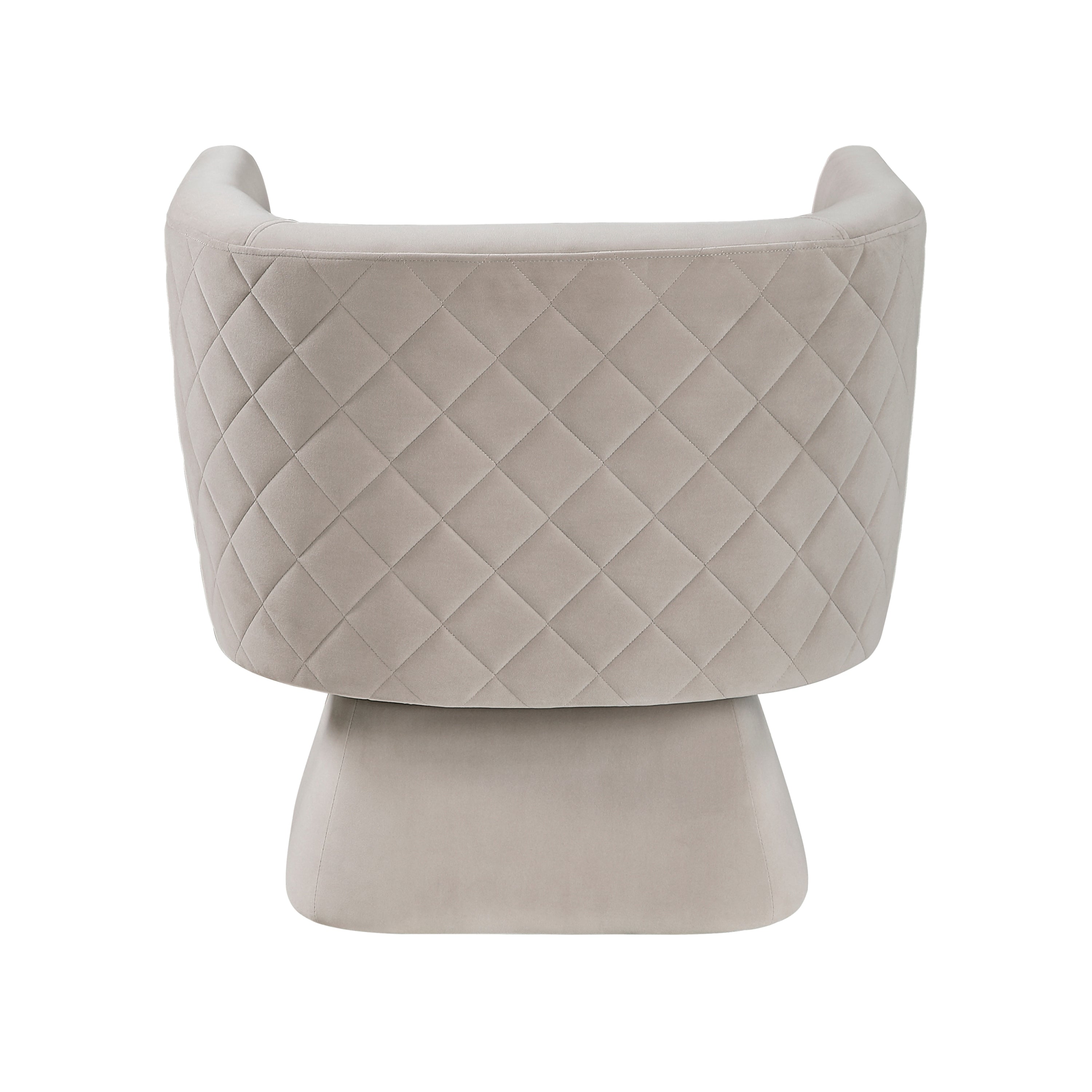 1pc Swivel Chair Taupe Velvet Fabric Upholstery Solid Wood Diamond Pattern Stitched Back Comfort Chair Living Room Furniture