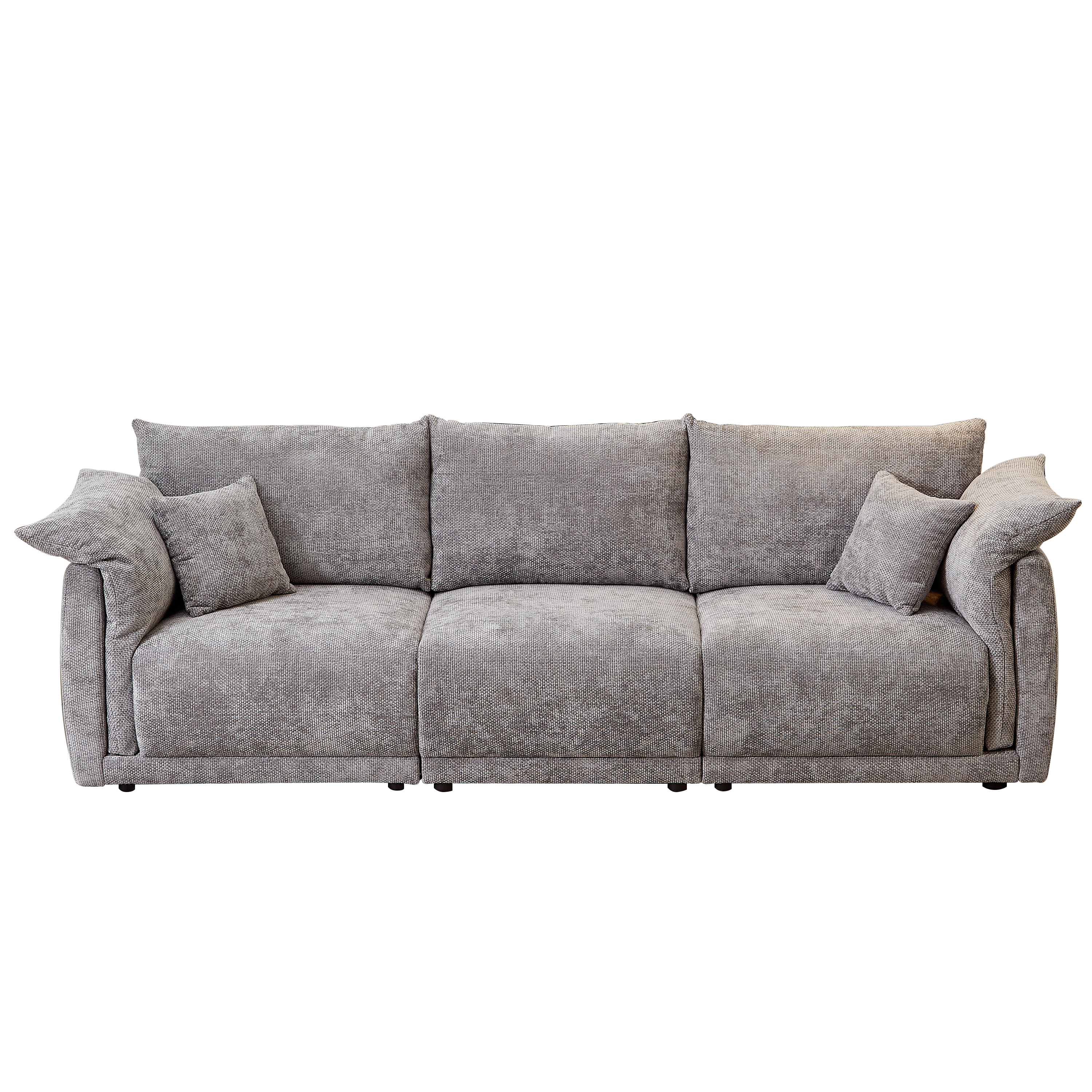 98.5' 3-seater sofa with unique design and soft arm pillows Contemporary style linen sofa with 3 comfortable cushions with 2 pillows Suitable for living room bedroom and office,grey