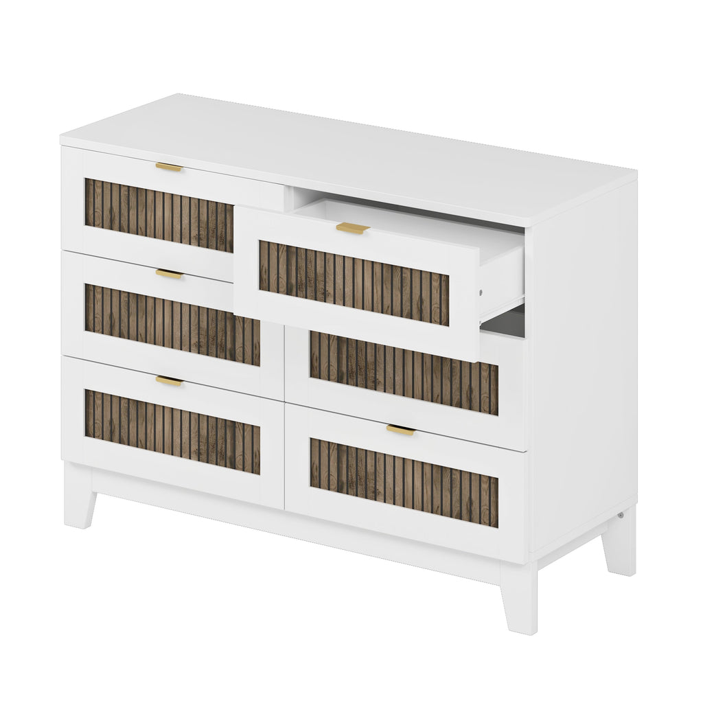 4-Pieces Bedroom Sets, Queen Size Farmhouse Platform Bed with Wooden Strip Stickers Decoration, Storage Nightstand and Dresser with Metal Handle, White(Old SKU: HL000191AAK)