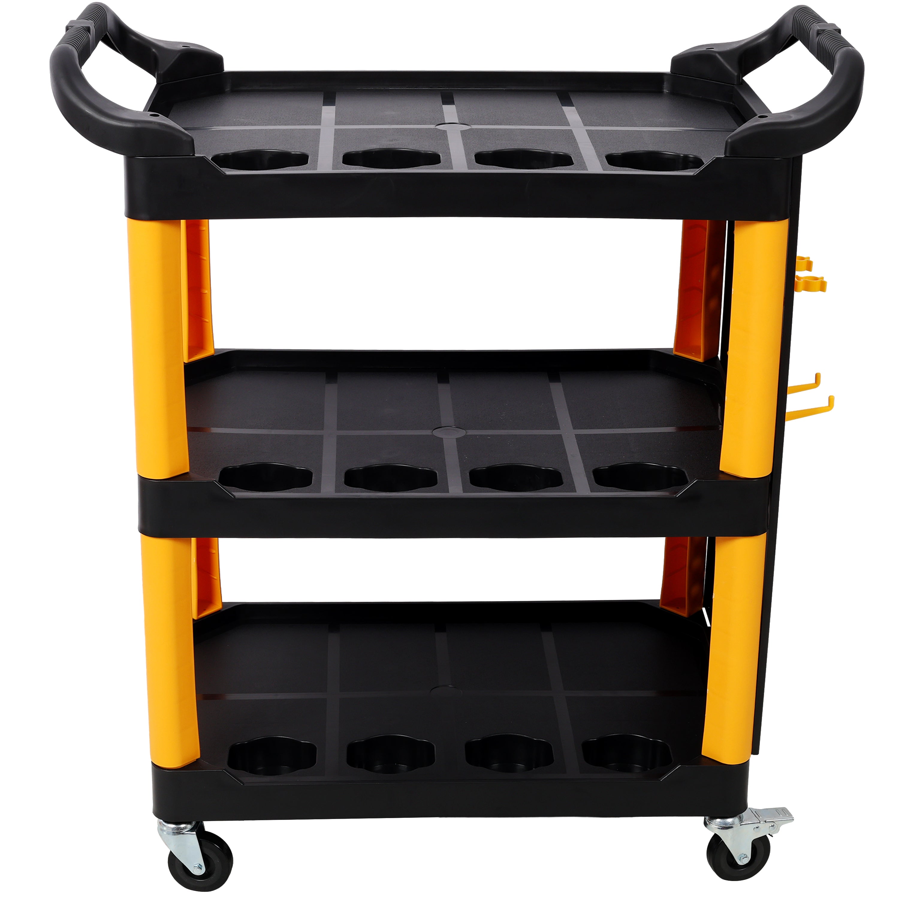 3 Tier Rolling Auto Detail Cart With Wheels,With Panel & Hook,for Detailers Garage, Workshop, Repair Shop, Storage Tool, Yellow&Black