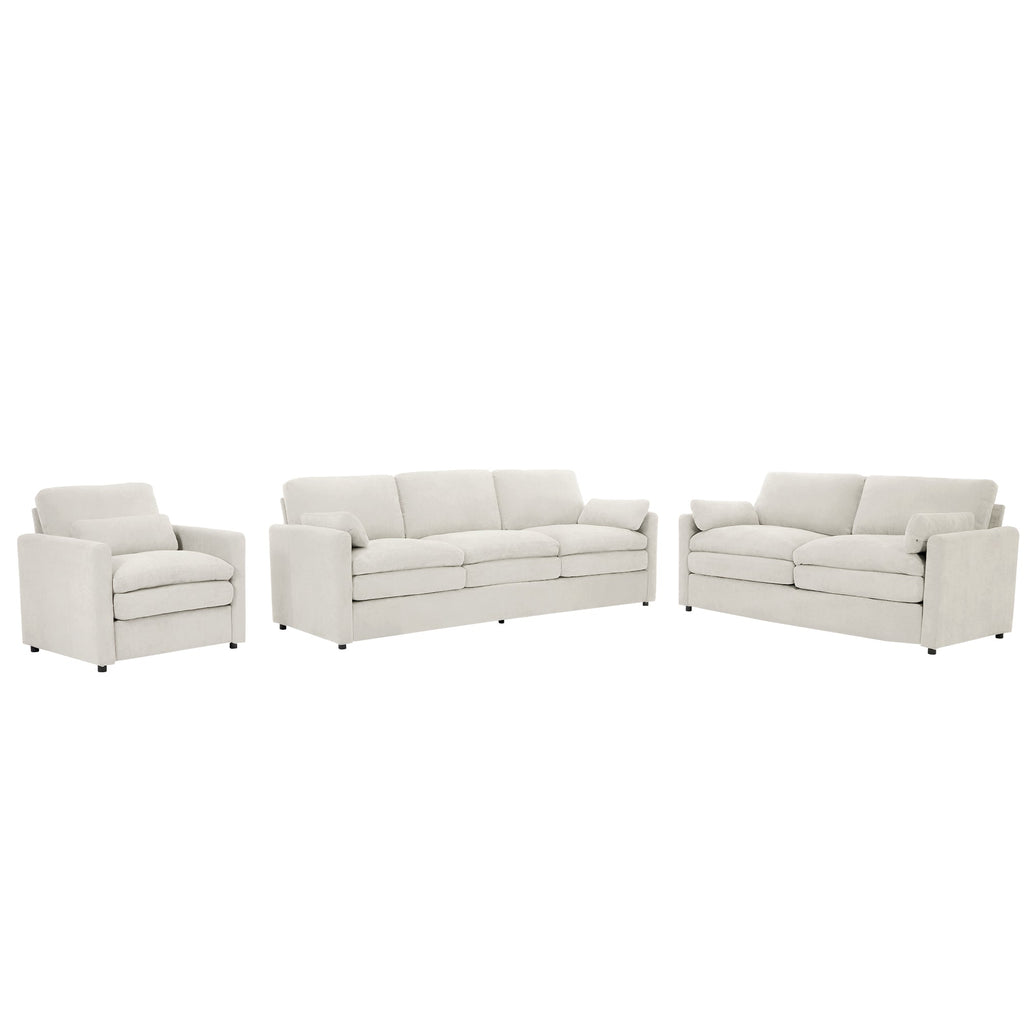 Cozy Upholstered Sofa Set Oversized Comfy Cloud Sofa Double Cushion Sofa Group Plush Cushion Sofa Couch for Living Room, Beige
