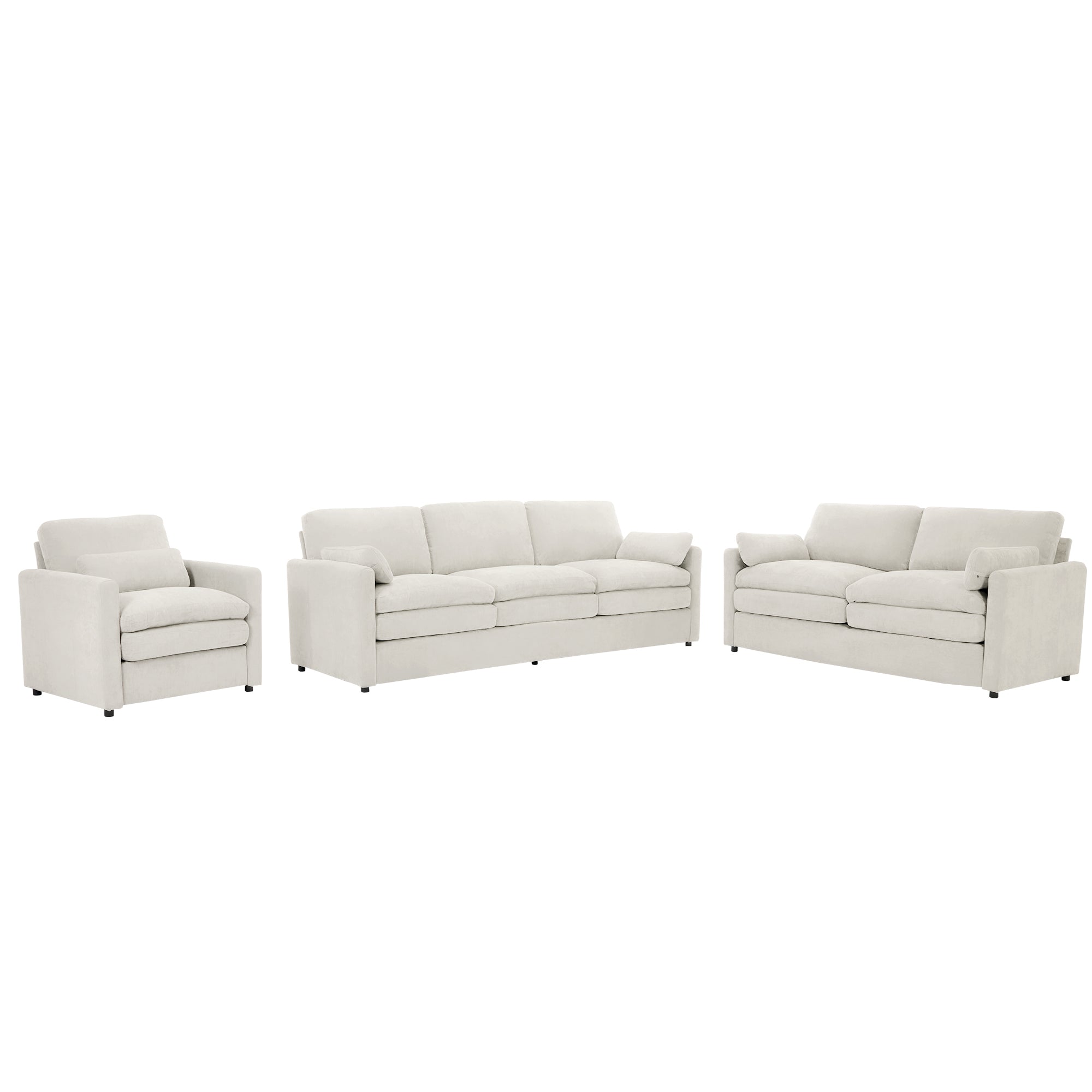 Cozy Upholstered Sofa Set Oversized Comfy Cloud Sofa Double Cushion Sofa Group Plush Cushion Sofa Couch for Living Room, Beige