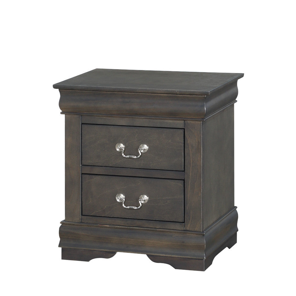 Louis Philippe Dark Gray Finish 2PCS Bedroom Set (E. King)