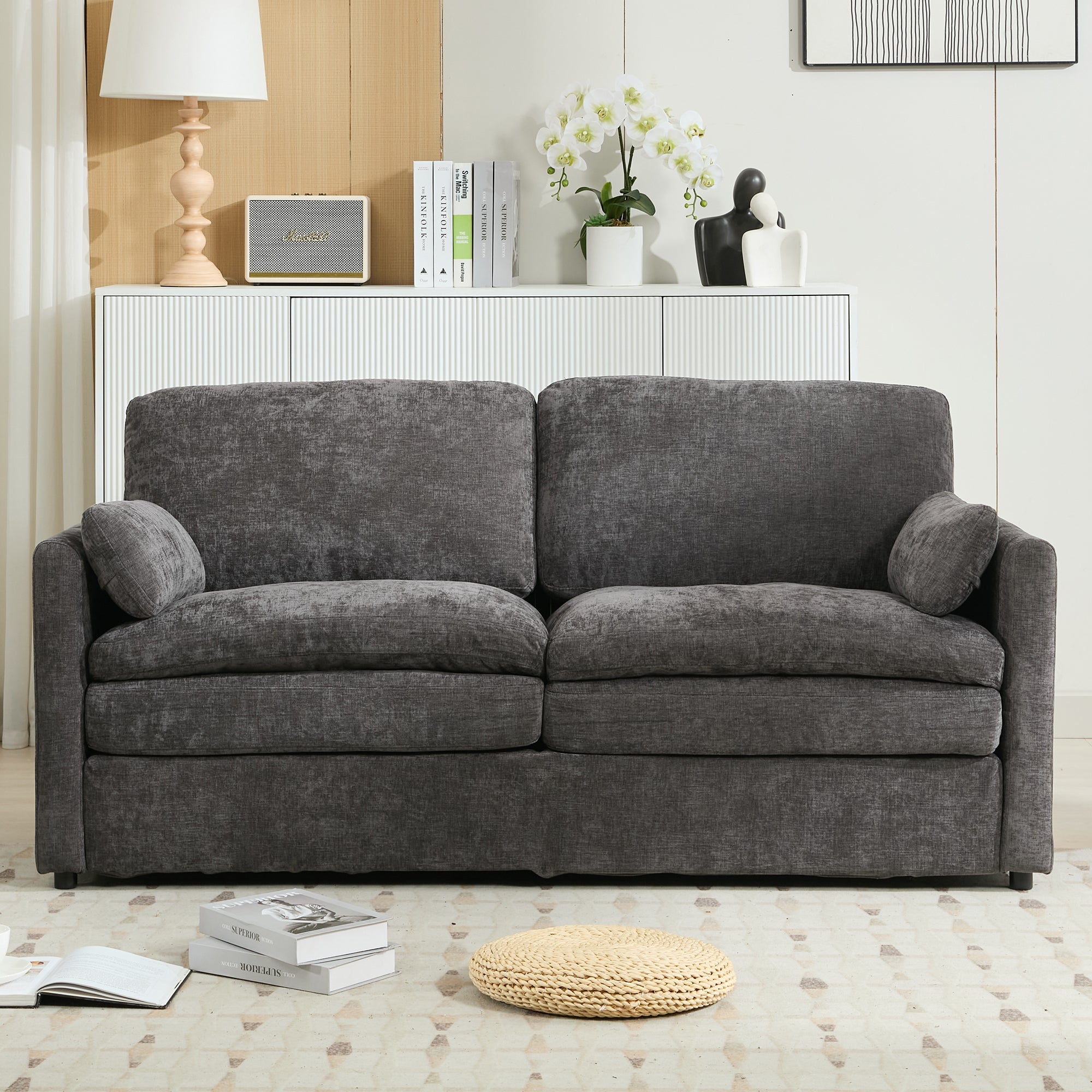 68.1' Cozy Upholstered Loveseat Sofa Oversized Comfy Comfy Cloud Sofa Double Cushion Loveseat Sofa Plush Cushion Sofa Couch for Living Room, Grey