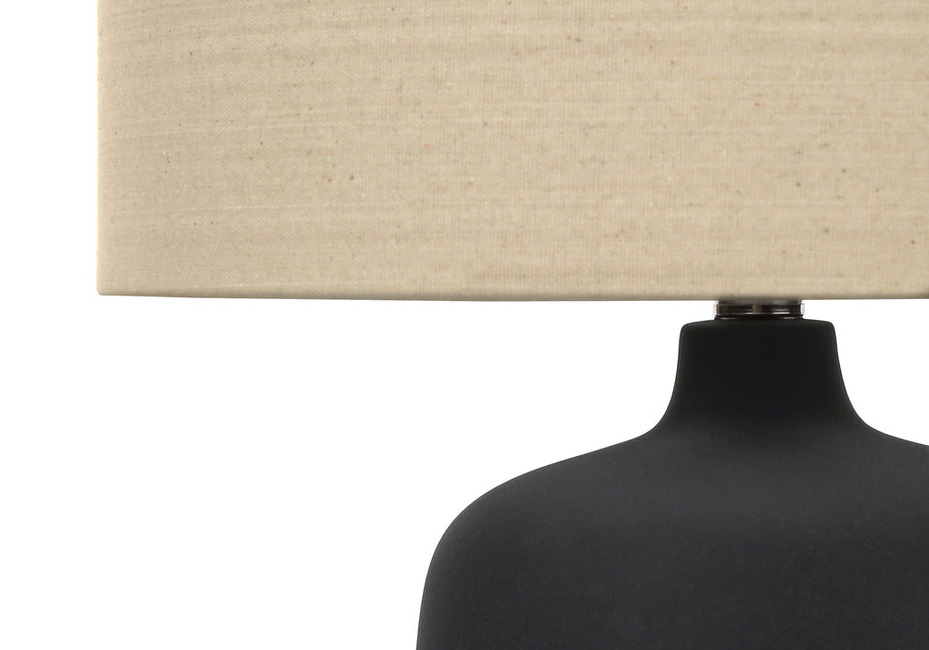Lighting, 24'h, Table Lamp, Black Ceramic, Beige Shade, Contemporary