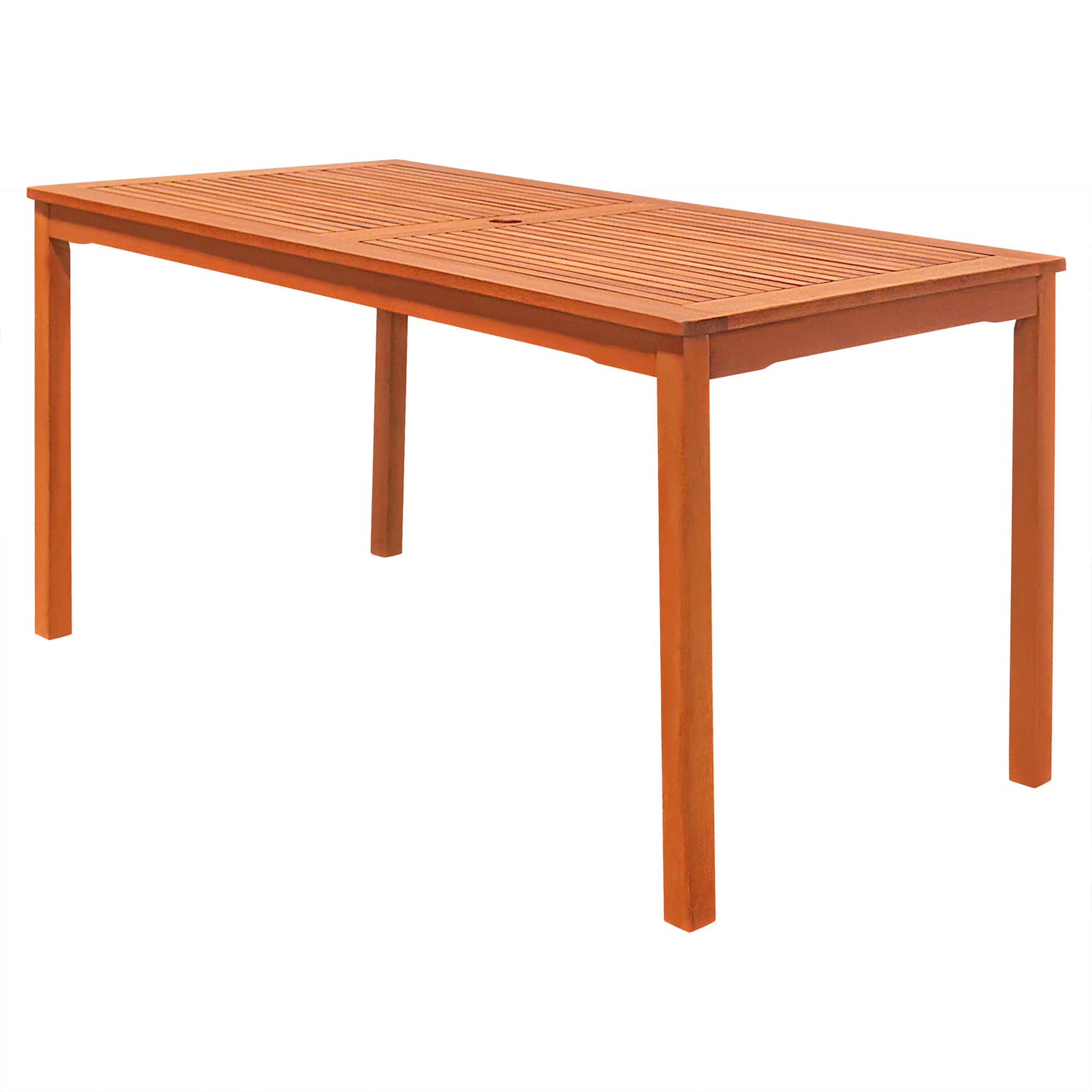 Caladesi Reddish Brown Rectangular Coastal Wood Patio Dining Table for 6 Seaters