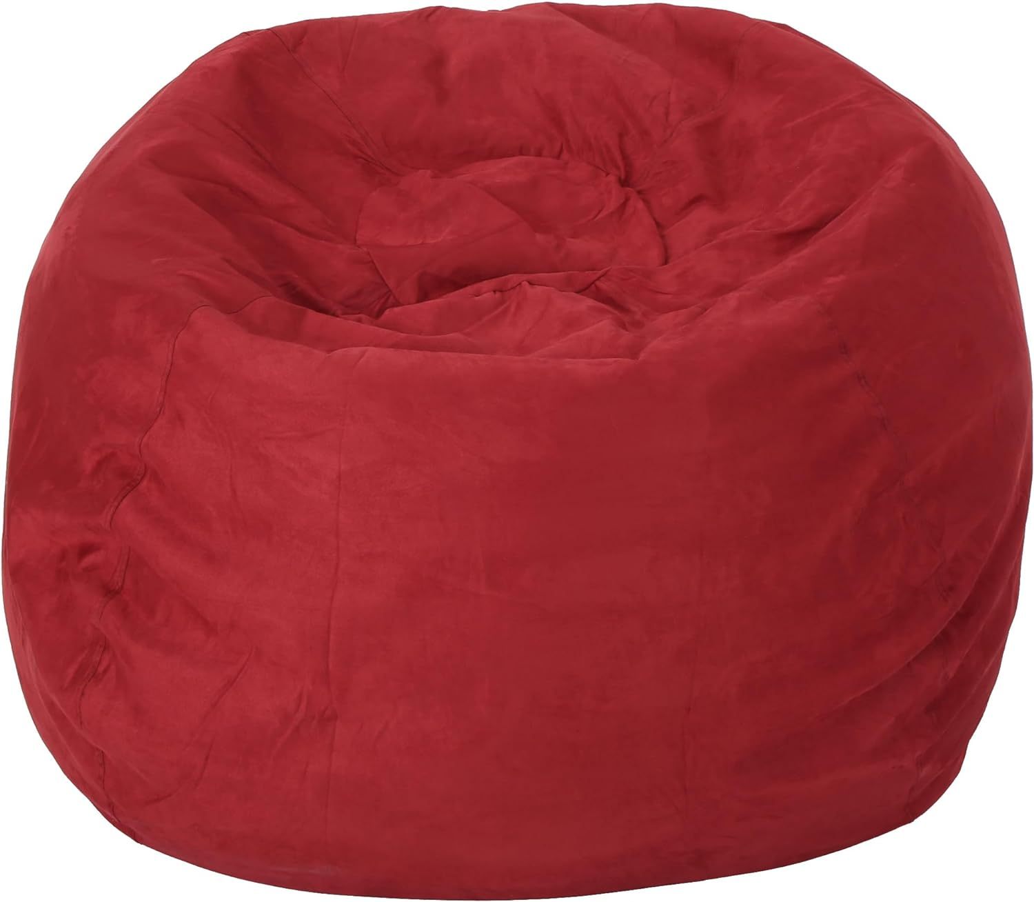 5-Foot Comfortable High-Density Shredded Foam Bean Bag Chair for Kids and Adults, with Removable Microsuede Cover, Ideal Reading and Bedroom Floor Lounge, Chinese Red