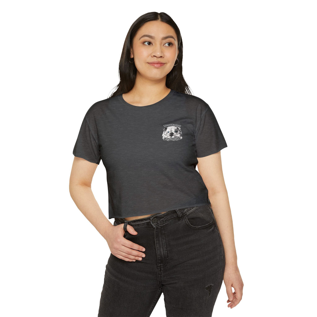 Bulldog Graphic Crop Top — “That Swing Was Ruff” Iron Sight Golf