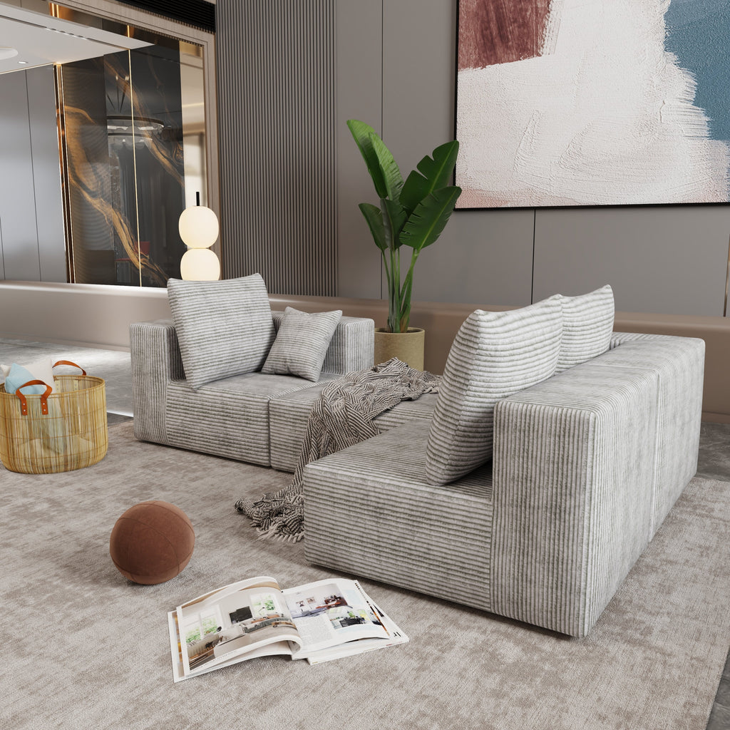 Corner combination sofa, sectional sofa ,couch sofa,sofa bed, made of high-density sponge and soft plush fabric, with multiple combinations available(gray)