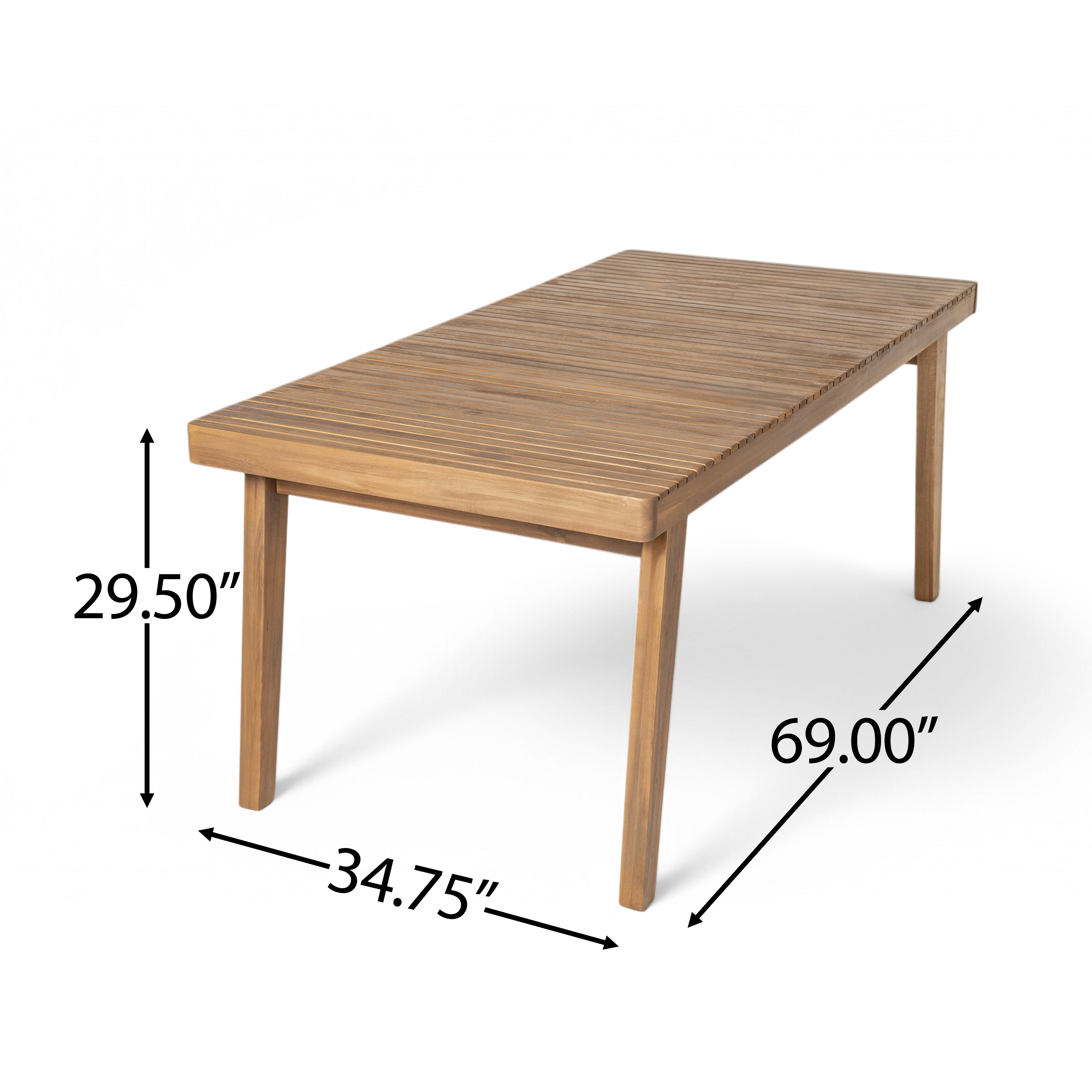 69' Acacia Wood Outdoor Dining Table with Slatted Top, 300 lbs Weight Capacity, Ideal for Patio & Garden Gatherings, Brown