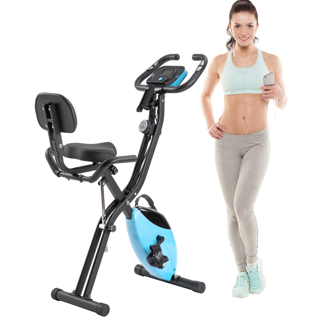 Exercise Bike,Workout Bikes for Home,Folding Stationary Bikes for Home with 16-Level Magnetic Resistance, 300LBS Capacity X-Bike Indoor Exercise Equipment with Heart Rate Sensor & LCD Monitor