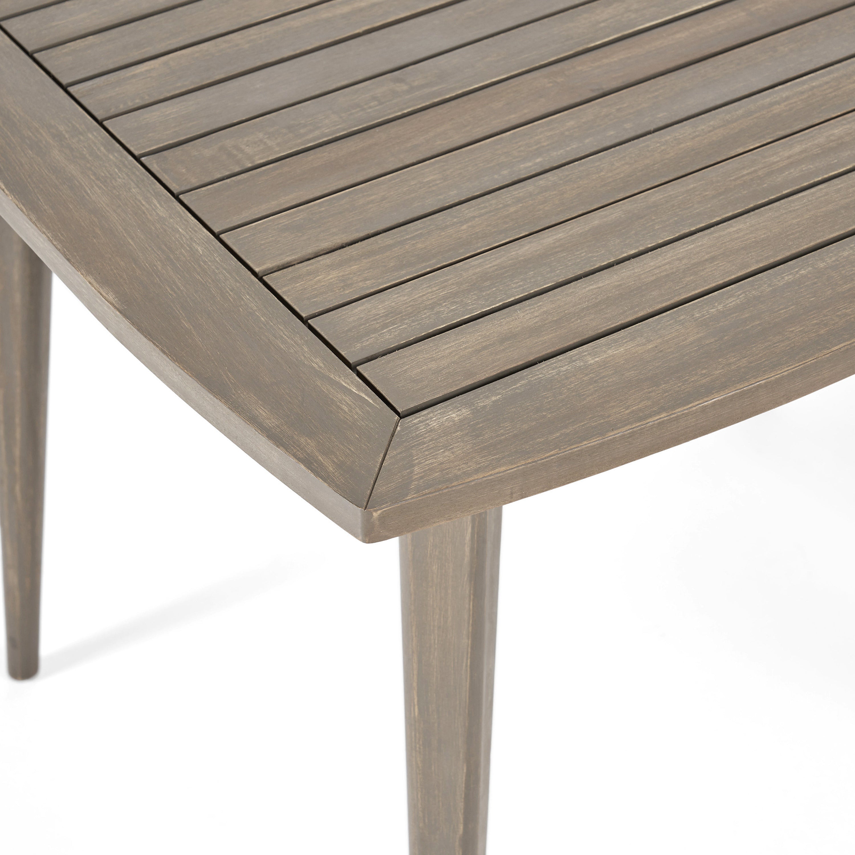 Modern Outdoor Square Acacia Wood Table with Straight Legs, Gray Finish, 35.5 x 35.5 x 30 Inches