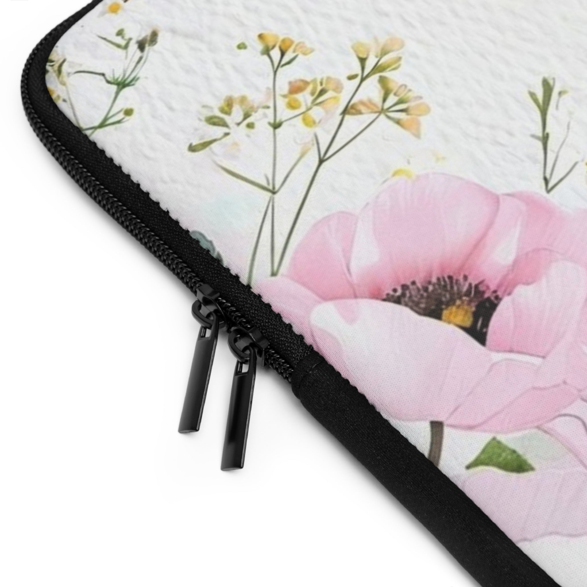 Pink Anemone Floral Laptop Sleeve | Watercolor Bee Tech Cover for Women