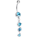 Aqua Gem Gently Curled Dangle Belly Ring