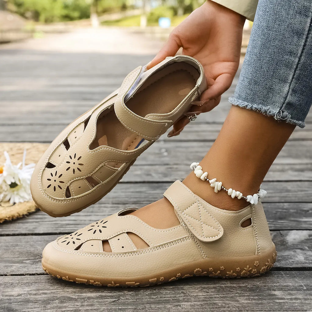 Cutout Velcro Straps Sandals