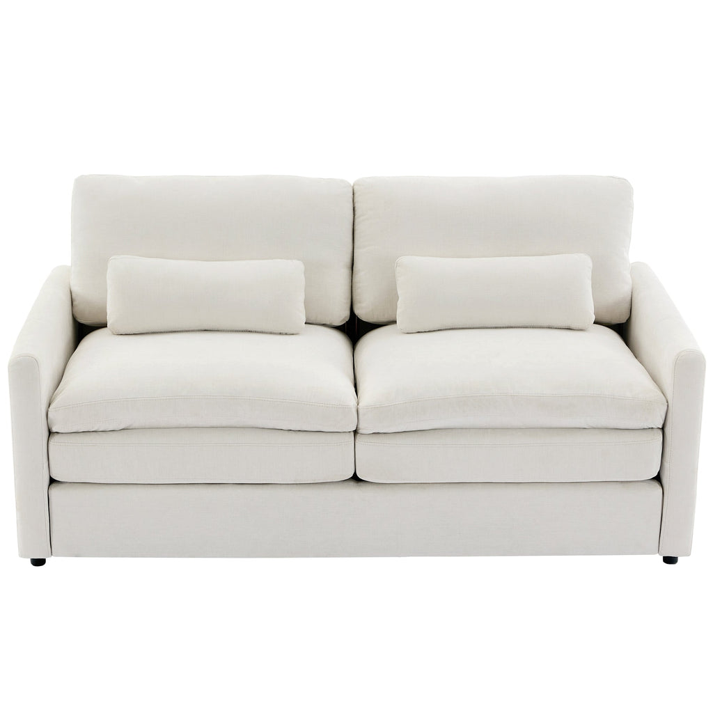 68.1' Cozy Upholstered Loveseat Sofa Oversized Comfy Comfy Cloud Sofa Double Cushion Loveseat Sofa Plush Cushion Sofa Couch for Living Room, Beige