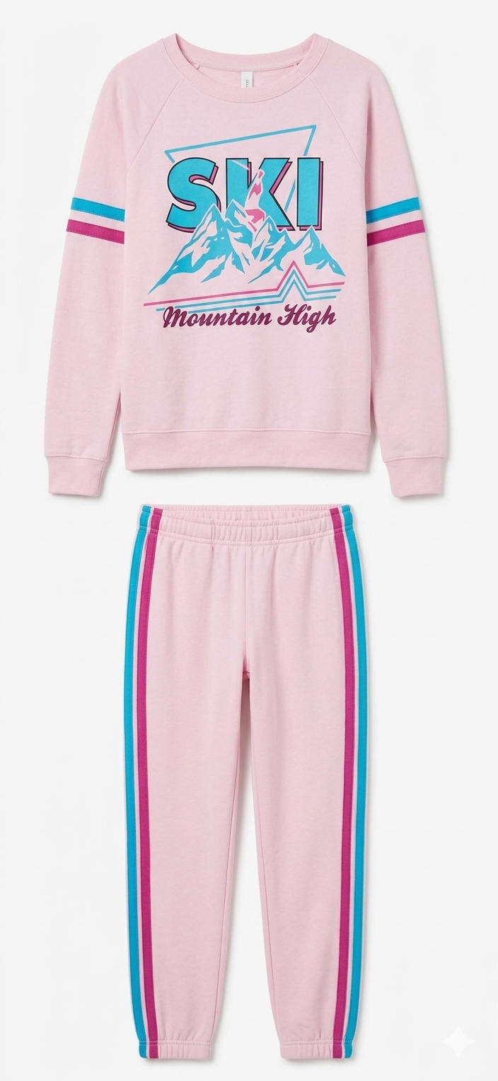CHASER CHTW58-CHK3446-PNKY-G /CHTW58-CHK3446-PNKY-K MOUNTAIN LIFE SWEAT SET