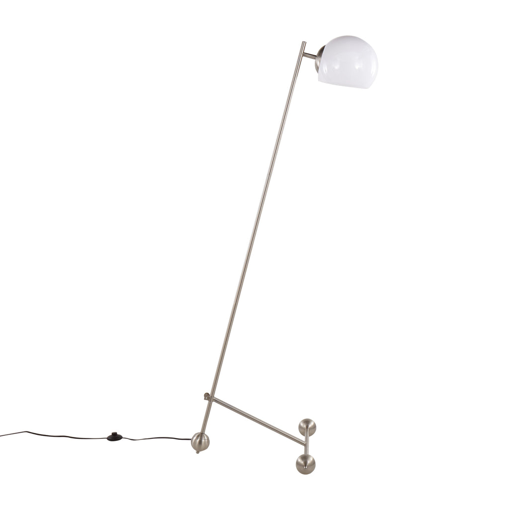 Eileen Contemporary Floor Lamp in Brushed Nickel with White Plastic Shade by LumiSource