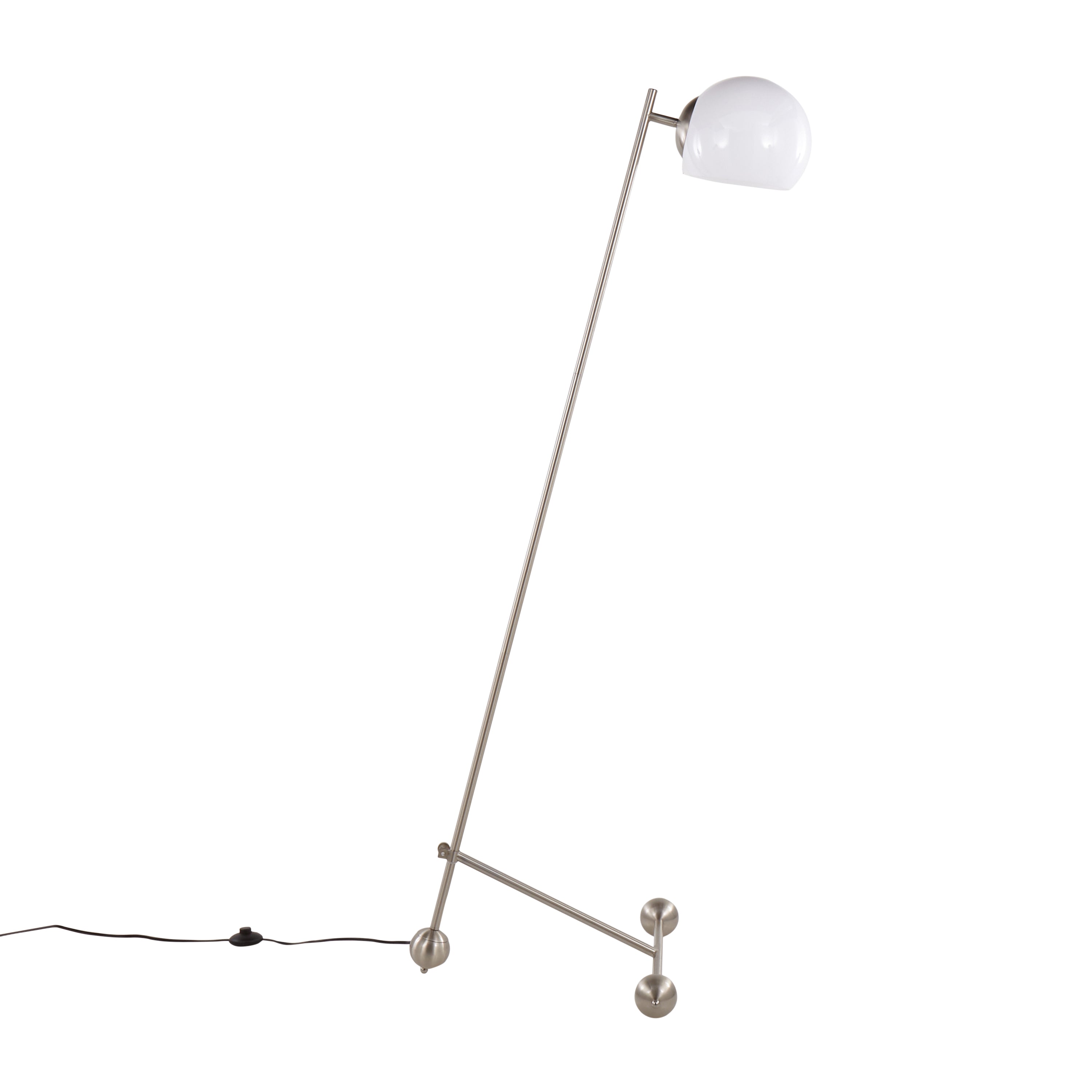 Eileen Contemporary Floor Lamp in Brushed Nickel with White Plastic Shade by LumiSource