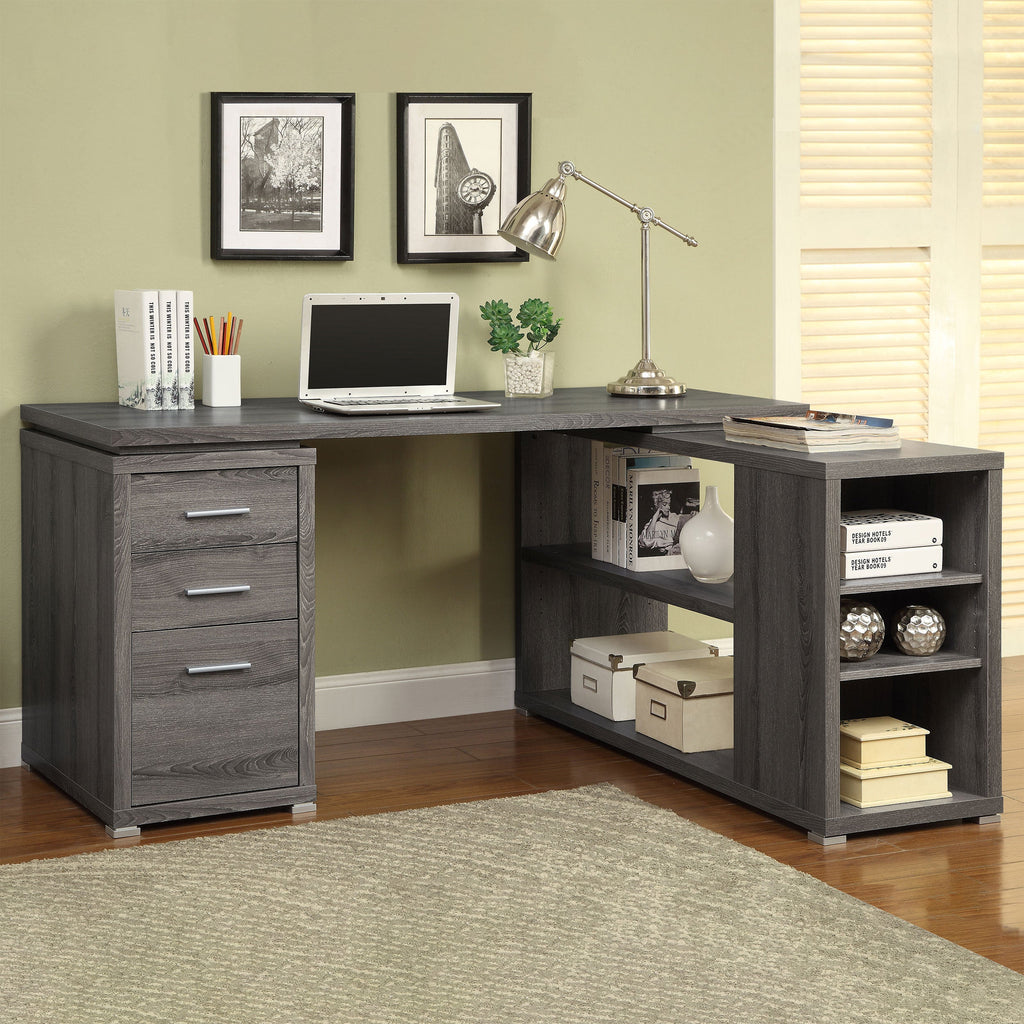 Tona Weathered Grey 3-Drawer L-shape Desk
