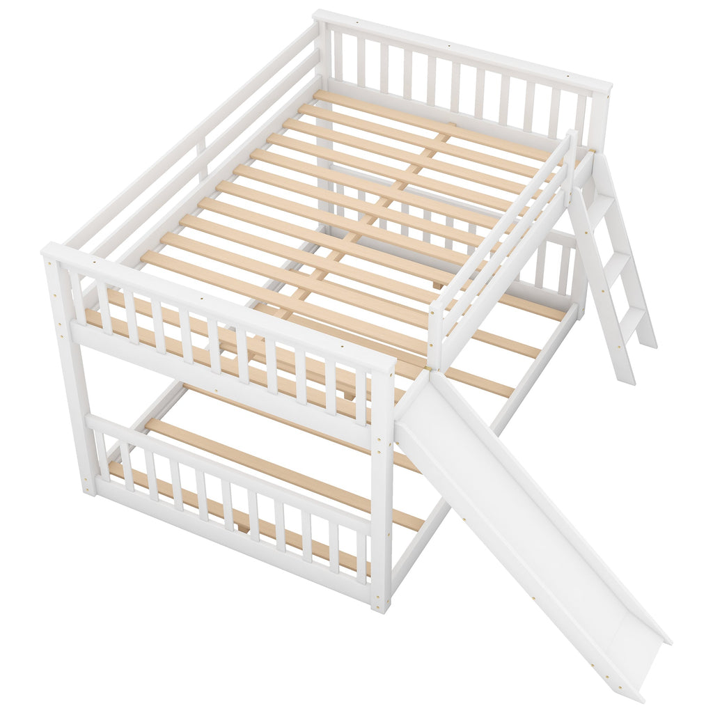 Full over Full Bunk Bed with Convertible Slide and Ladder, White(Old SKU: GX000708AAK)