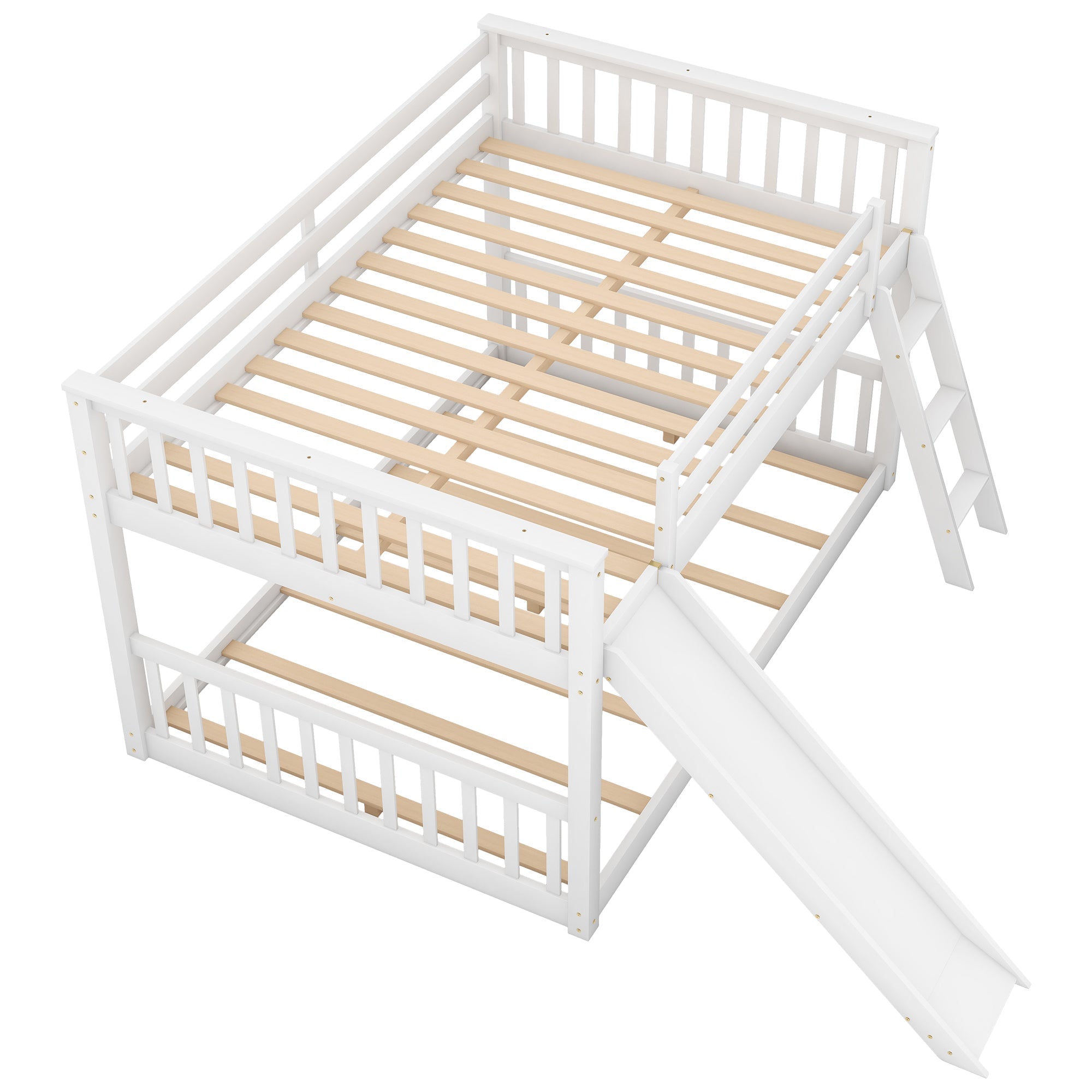 Full over Full Bunk Bed with Convertible Slide and Ladder, White(Old SKU: GX000708AAK)
