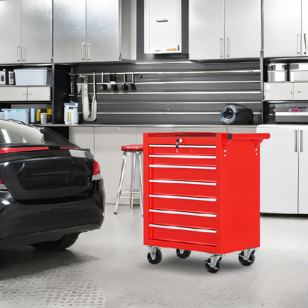 7-Drawer Rolling Tool Chest with Wheels, Multifunctional Tool Box and Storage Cabinet for Garage, Workshop, or Repair Shop