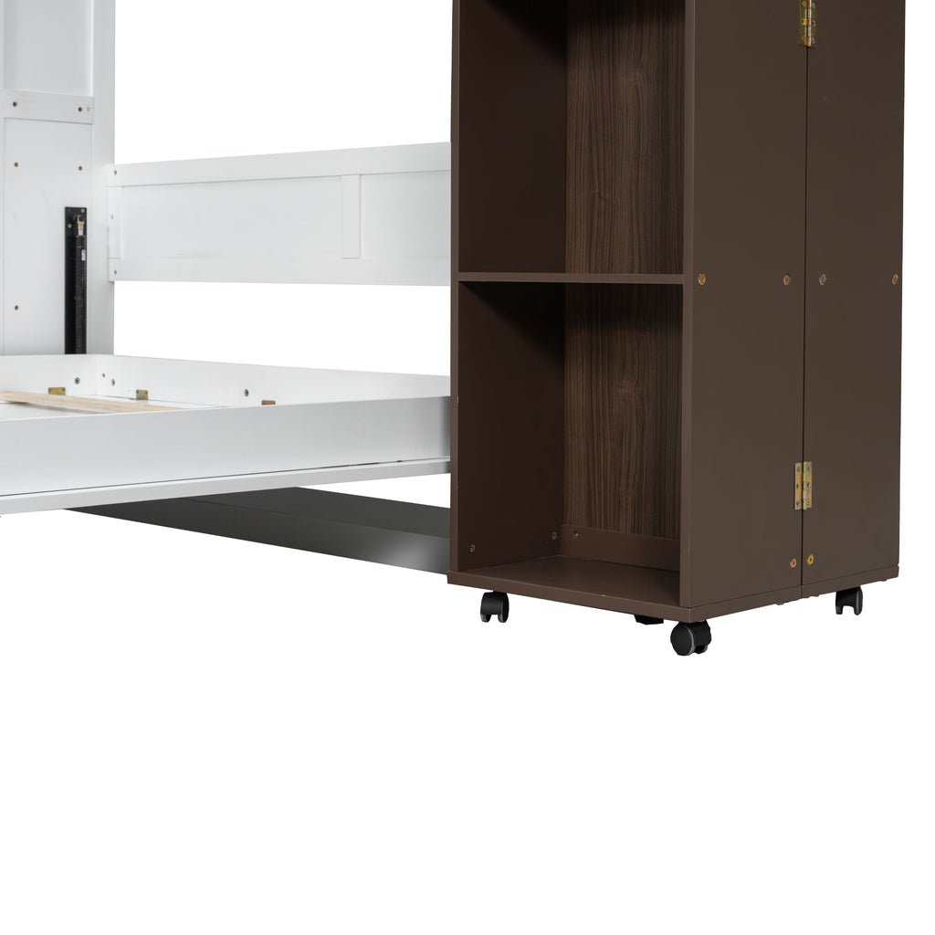 Queen Murphy Bed Wall Bed with Storage Doors, Espresso