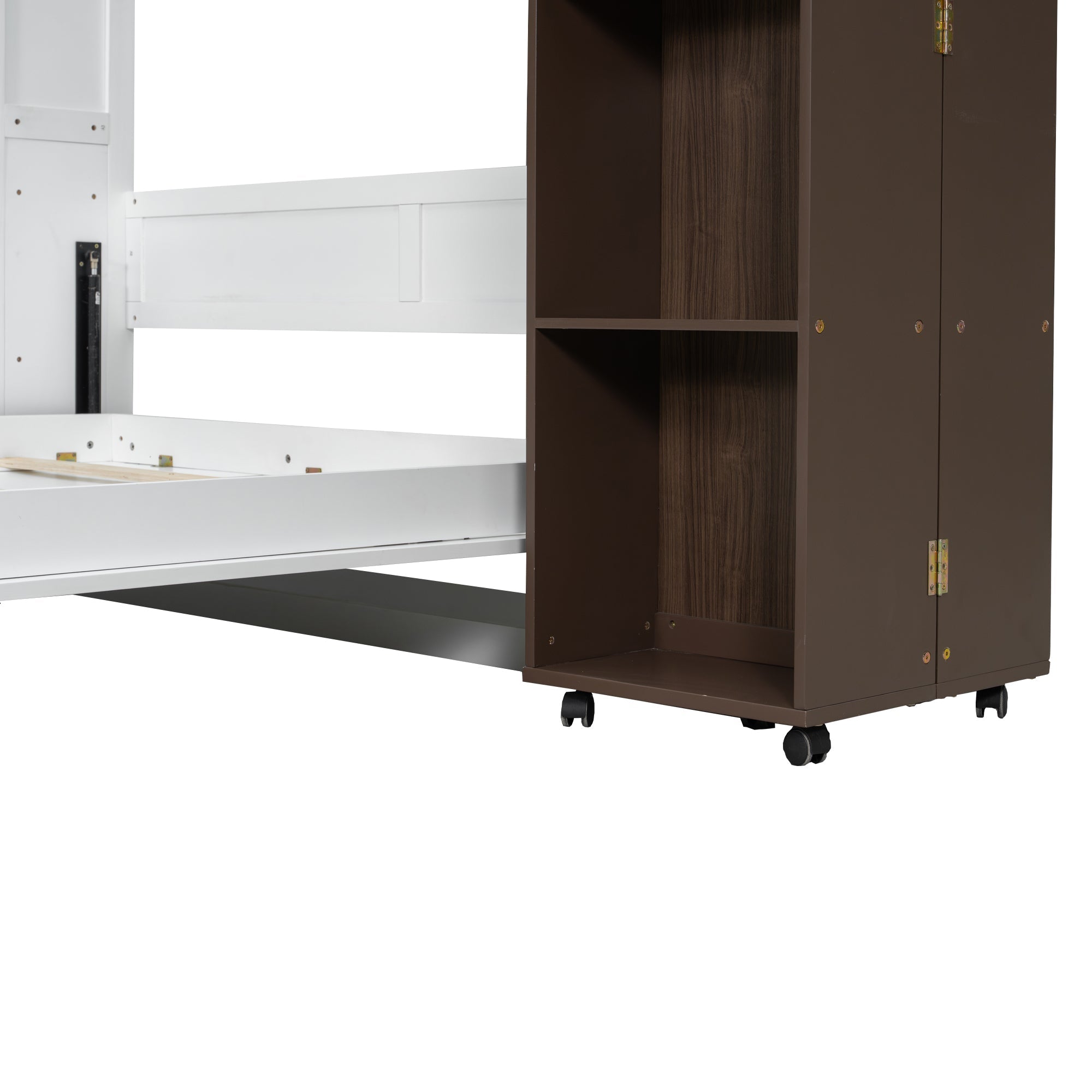 Queen Murphy Bed Wall Bed with Storage Doors, Espresso