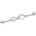 Clear Gem Endless Elegance Infinity Symbol Industrial Barbell 38mm