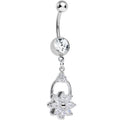Clear Cubic Zirconia Mystery Garden Door Knocker Dangle Belly