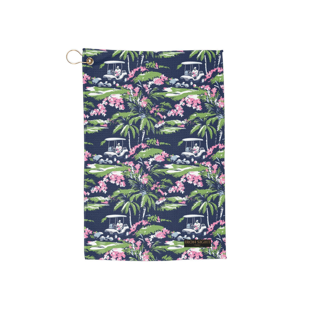 Tropical Golf Towel — Hawaiian Golf Cart Pattern Microfiber Towel