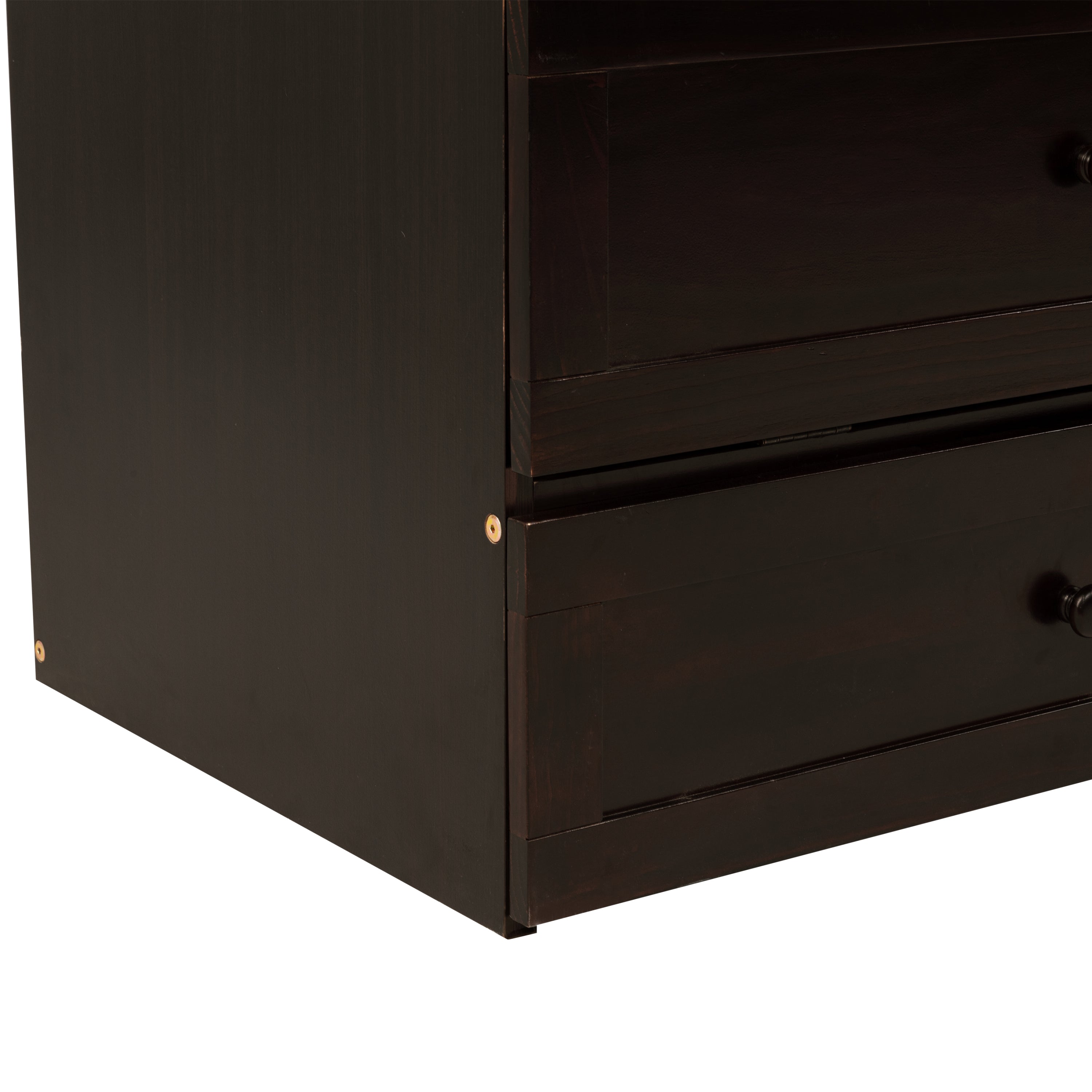 Queen Size Murphy Bed, Pine Wood Cabinet Bed with Rattan Decoration and Storage Drawer,Espresso