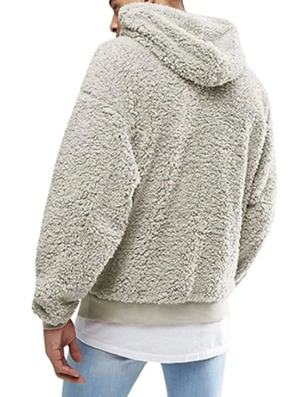 Drawstring Sherpa Fleece Long Sleeve Hoodie Plus Size