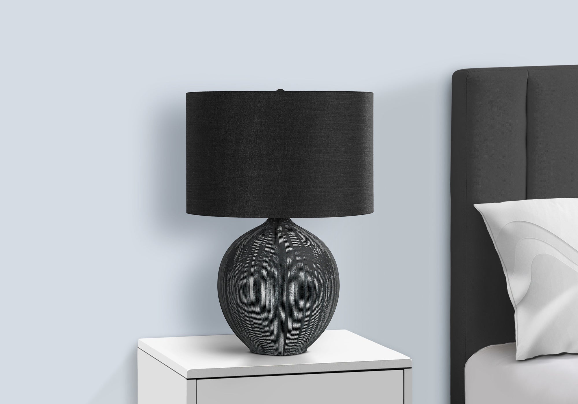 Lighting, 23'h, Table Lamp, Black Ceramic, Black Shade, Contemporary