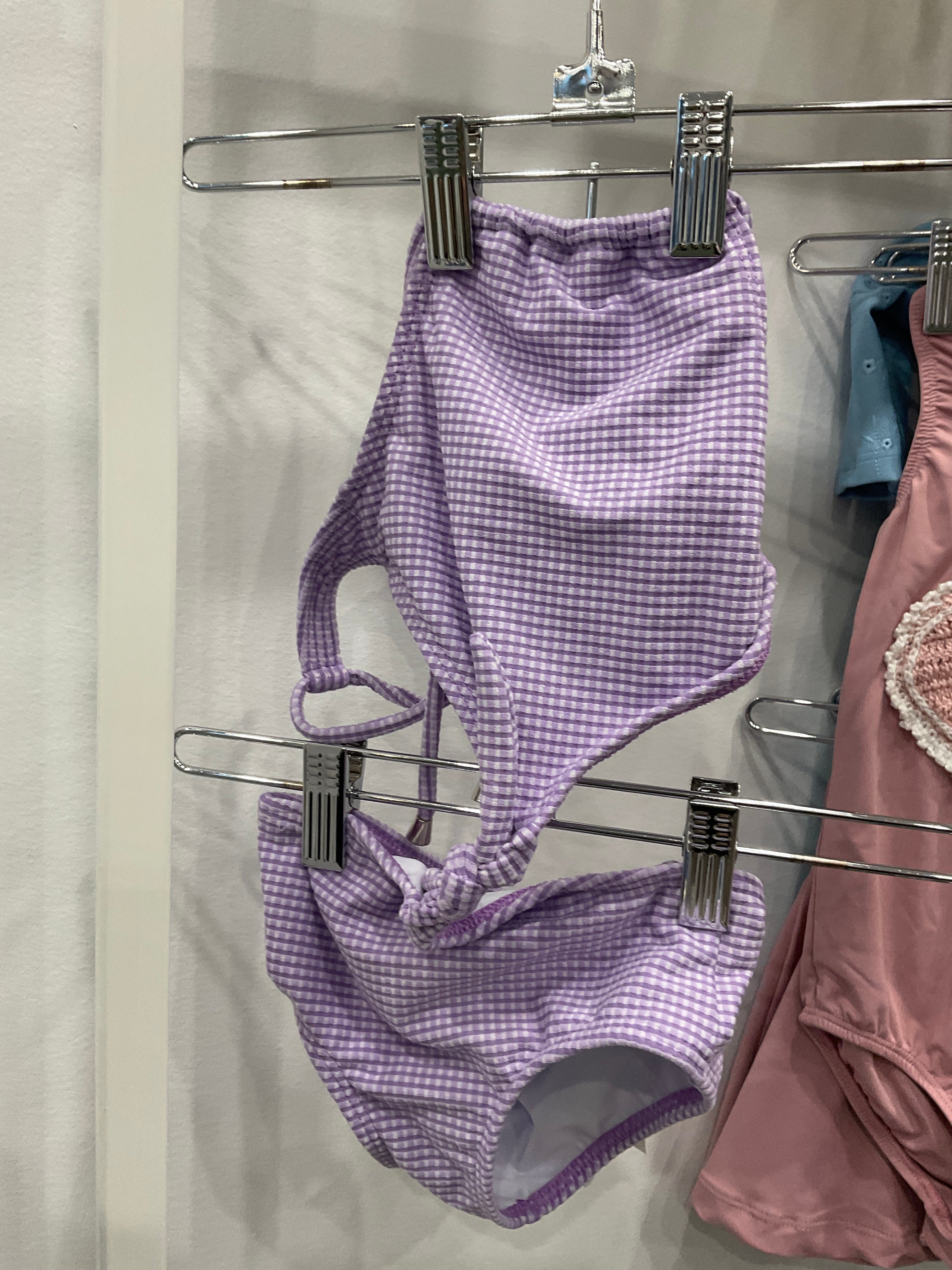 Planet Sea - 1pc Gingham Lilac Bathing Suit