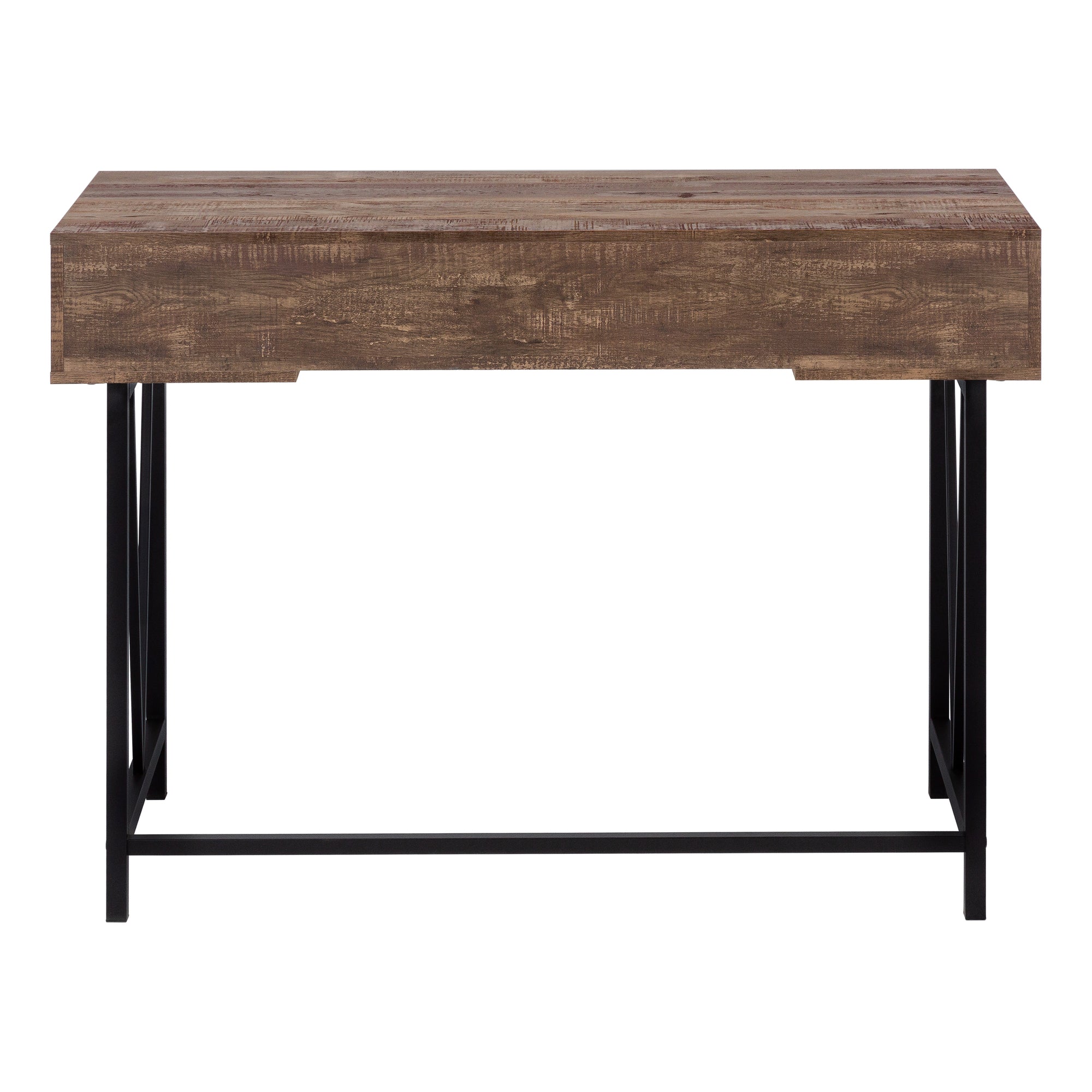 Computer Desk, Home Office, Laptop, Storage Drawers, 48'l, Work, Brown Laminate, Black Metal, Transitional