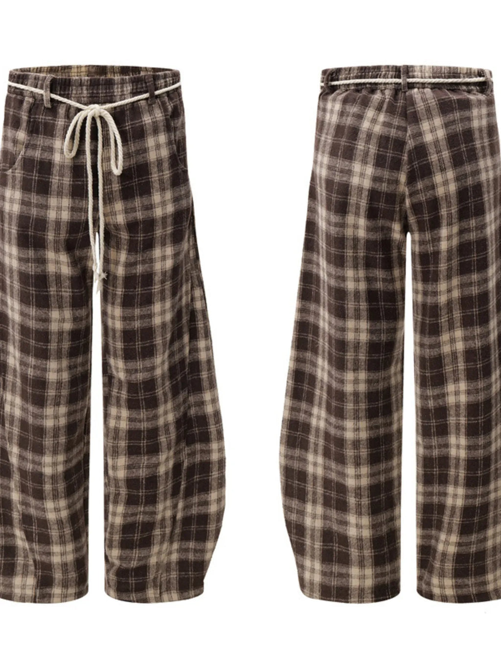 Relaxed Plaid Wide Leg Pants