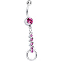 Pink Gem Zig Zag Ribbon Door Knocker Dangle Belly Ring
