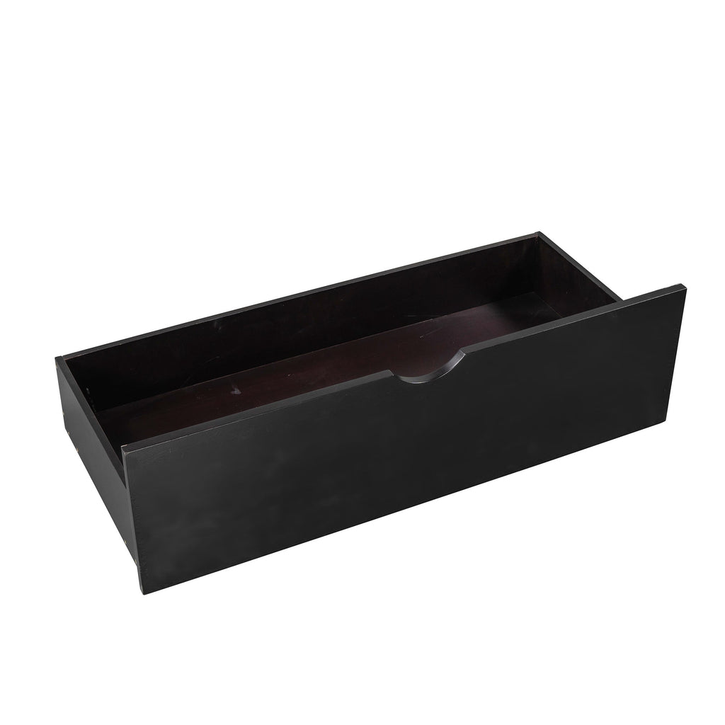 L-shaped Platform Bed with Trundle and Drawers Linked with built-in Desk,Twin,Espresso(Old SKU:SM000916AAP)