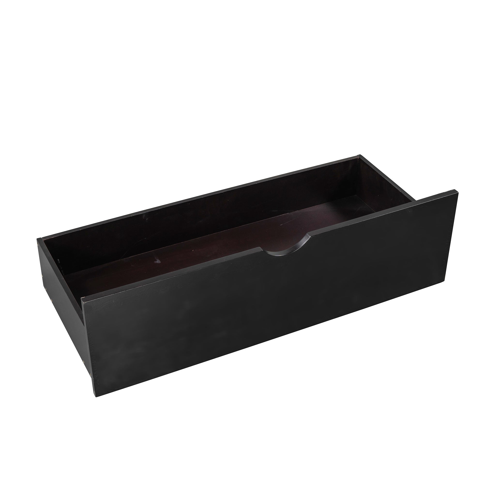 L-shaped Platform Bed with Trundle and Drawers Linked with built-in Desk,Twin,Espresso(Old SKU:SM000916AAP)